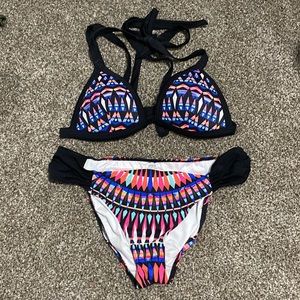 Pink VS Bright Aztec Print Bikini
